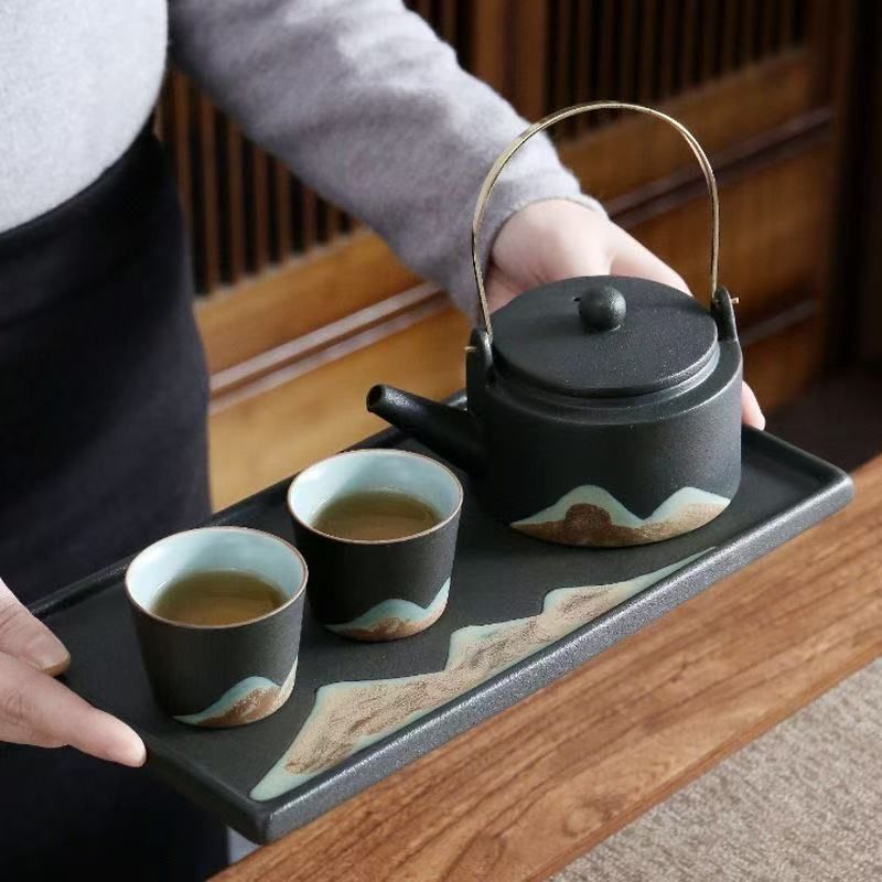 茶器セット 7点セット ティーポット 陶器製 湯呑み 茶入れ ティートレー付き 和風 感 茶道具 家庭用 来客用 普段使い用 旅行 お出かけ用 中国茶 日本茶 紅茶 プレゼント 誕生日 ギフト SKLAD-KIRPICHA_RU