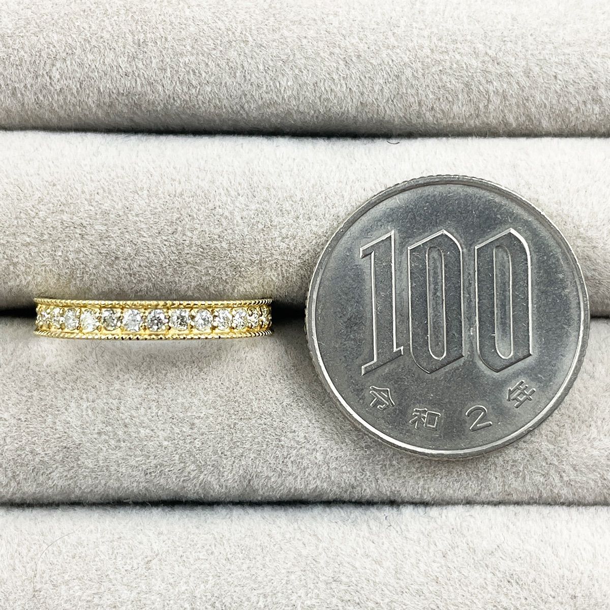 K18 天然ダイヤモンド 0.26ct ハーフエタニティリング - メルカリ
