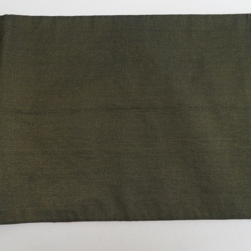 袋帯 大脇一心監修 辻が花文様 モール織 金糸銀糸 オレンジ色x灰色x