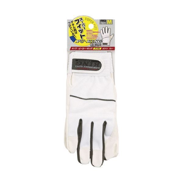 〔まとめ〕 おたふく手袋 おたふく ピーユー キング ホワイト×グレー L K-17-WH|GR-L 1双 〔×5セット〕