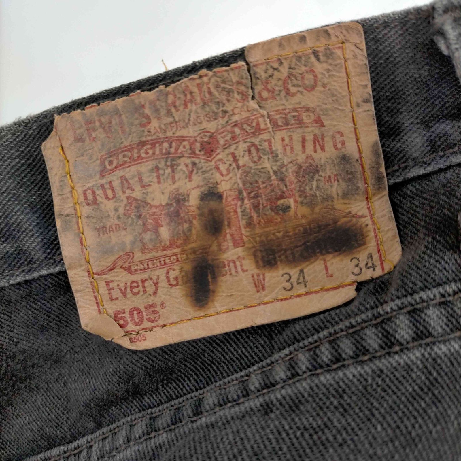 リーバイス Levis 00S カナダ製 後染め 505 ダメージ ブラックデニム 