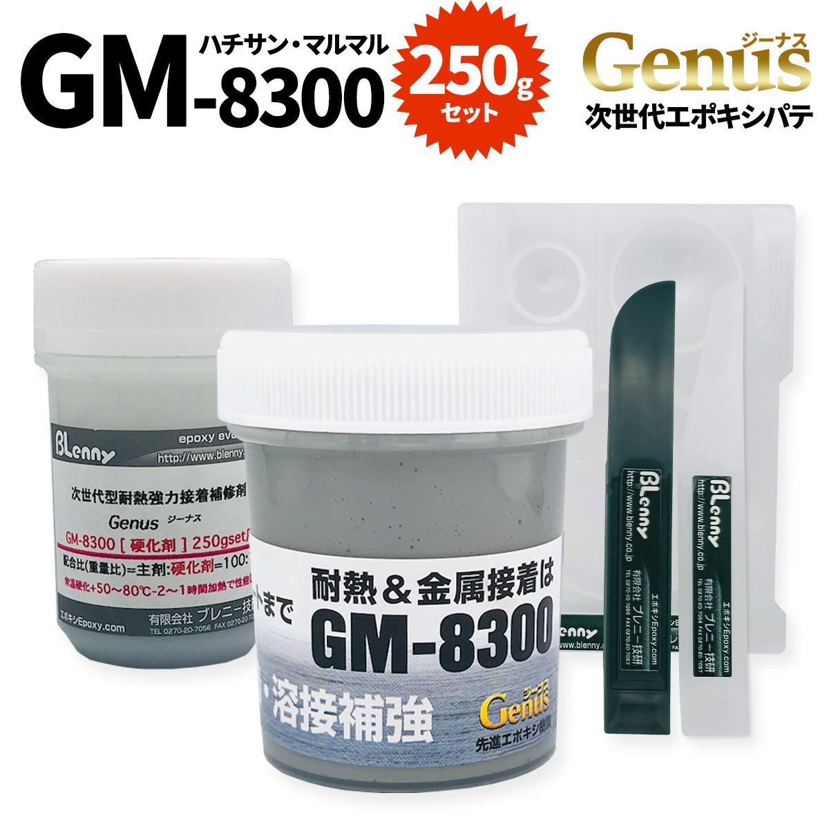 GM-8300 次世代型エポキシ補修パテ ブレニー技研 ジーナス 250gセット