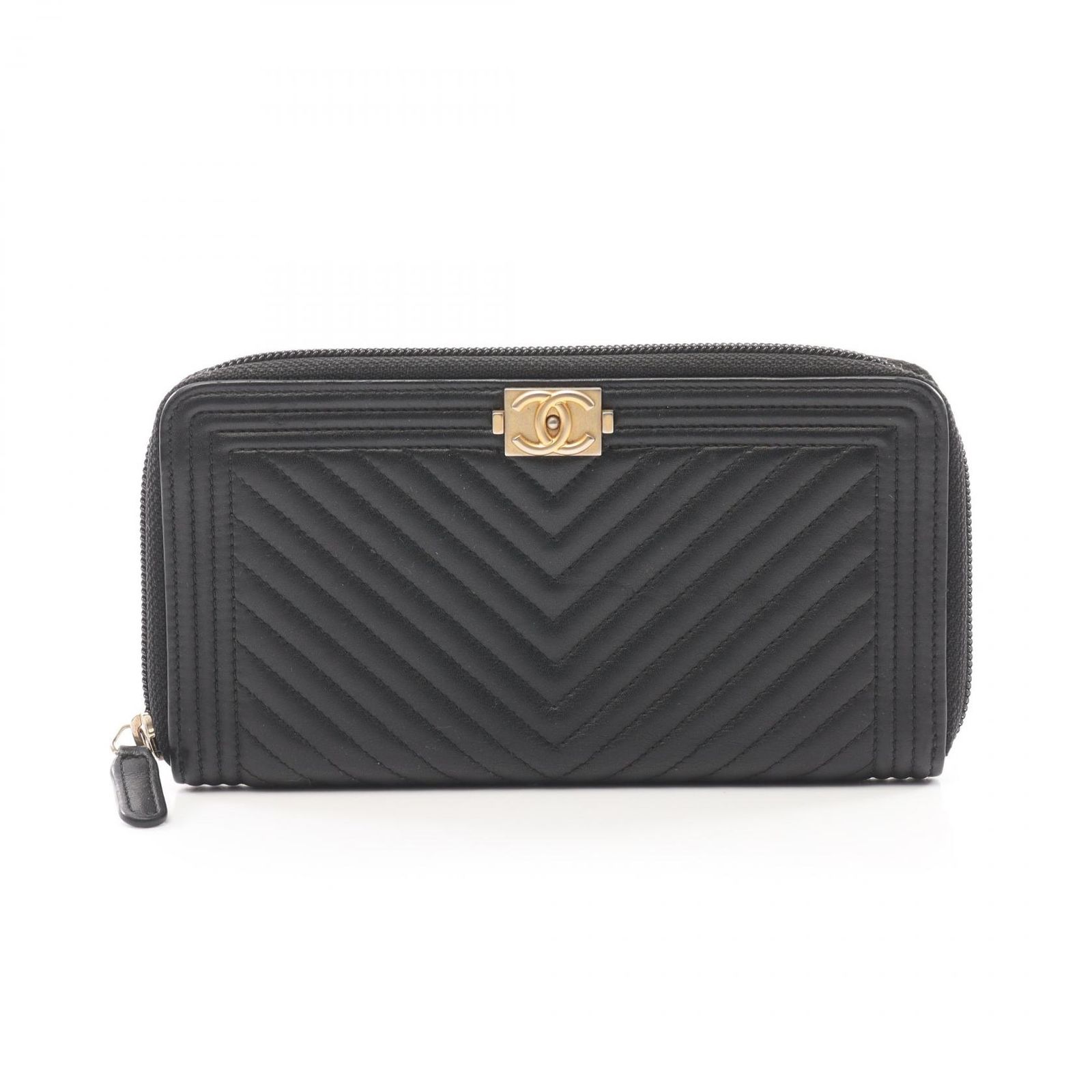 シャネル CHANEL ラウンド長財布 ボーイシャネル A80487 ラムスキン 羊革 ボーイシャネルジッピーウォレット レディース Used B