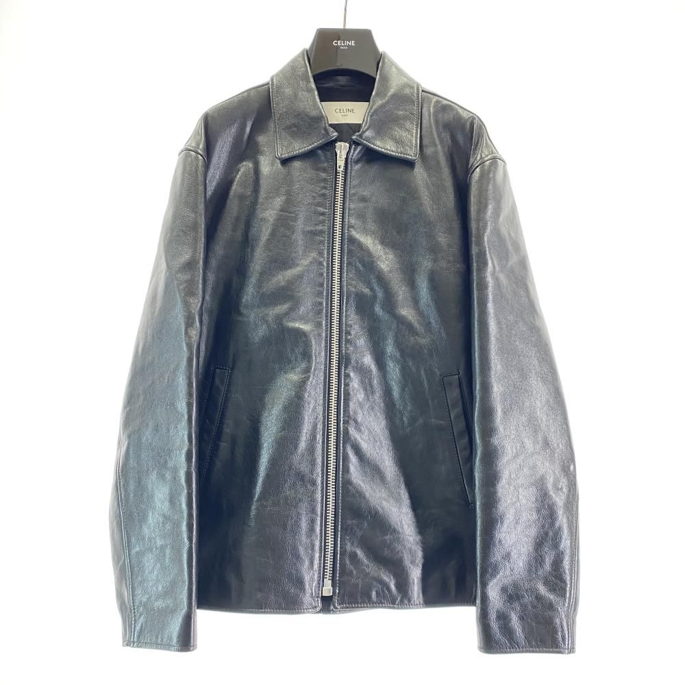 CELINE 22AW カーフレザー ポリスマンジャケット サイズ44 ブラック 2ED041320 セリーヌ 17