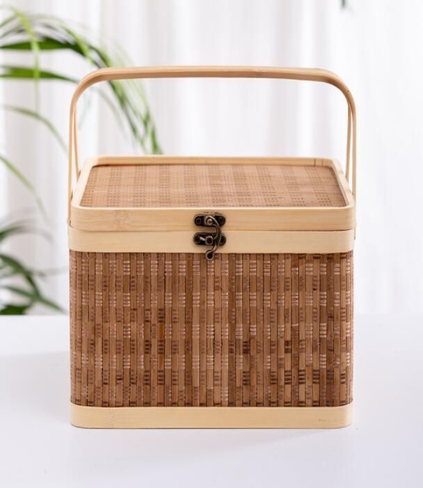 新品☆ 竹製 茶器 收納 茶盒 水果籃 提籃籠 竹編細工籠 竹の編