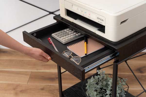 天然木 オーク のデスクワゴン 引き出し付き W45×D34×H62cm No.330 ブラック MARWIL-DEMENAGEMENTS_CH