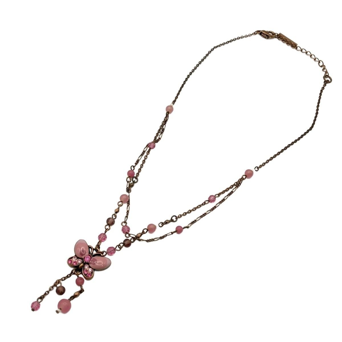 ANNA SUI(アナスイ) ネックレス - ダークピンクゴールド×ピンク