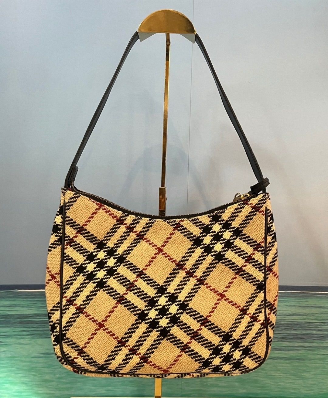 中古品】BURBERRY バーバリー ツイードワンハンドルミニバッグ