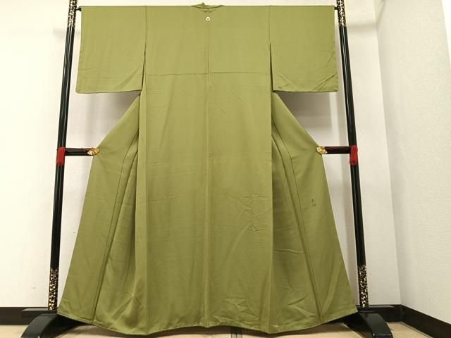 平和屋着物□本加賀友禅作家 毎田仁郎監修 色無地 青朽葉色 正絹