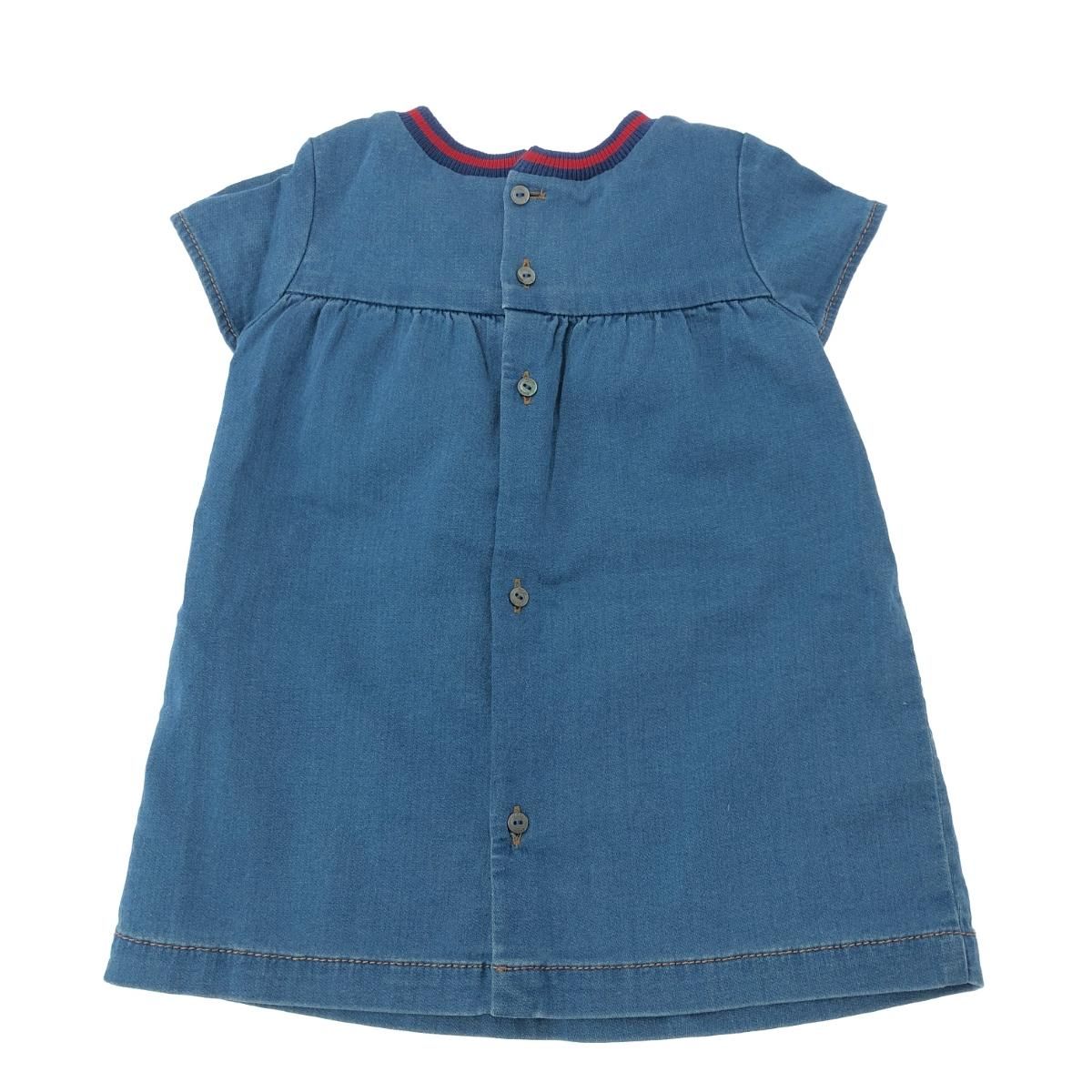 GUCCI グッチ FRAGOLA 半袖デニム ワンピース サイズ:9/12m ブルー