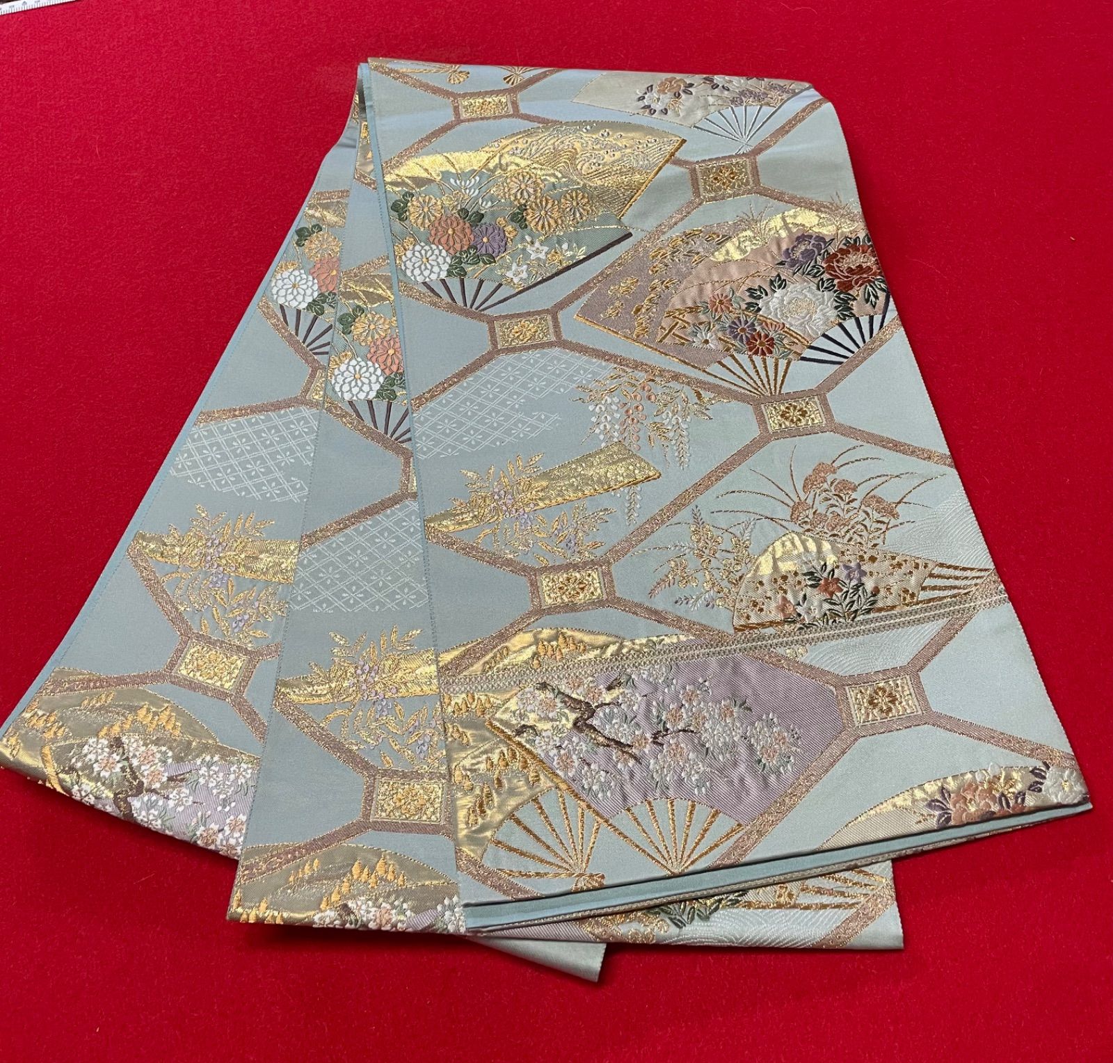 美品！未使用品 証券六通袋帯 清楚な水色 - メルカリ 