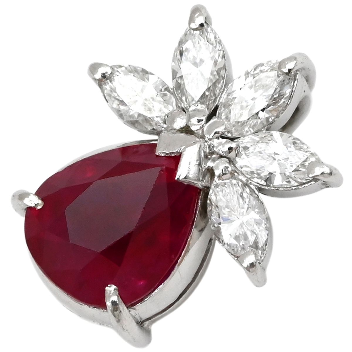 ペンダントトップ ルビー ダイヤ Pt900 ルビー ダイヤモンド プラチナシルバー 赤 レッド