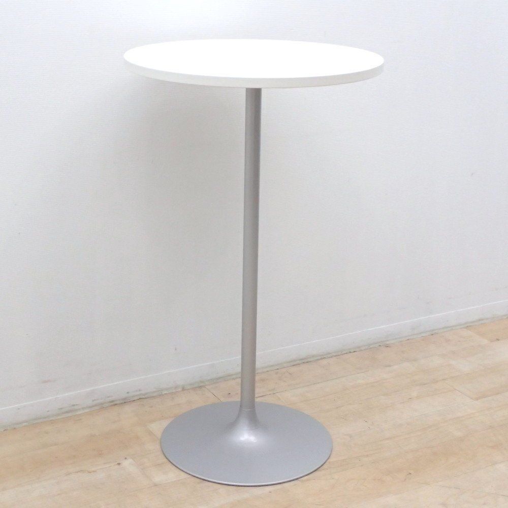 丸テーブル ハイテーブル 直径60㎝ ホワイト カフェテーブル ラウンドテーブル 店舗 オフィス 多目的 EG18827 オフィス家