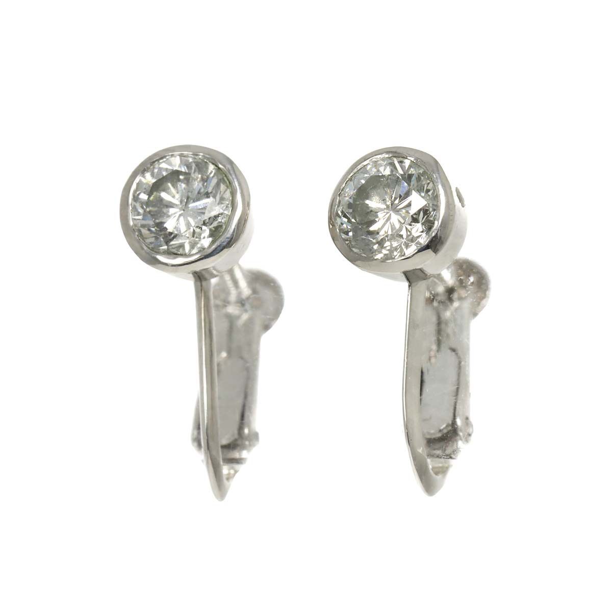 ダイヤ 0.566ct 0.587ct イヤリング Pt プラチナ Diamond Earrings Clip on 90298604