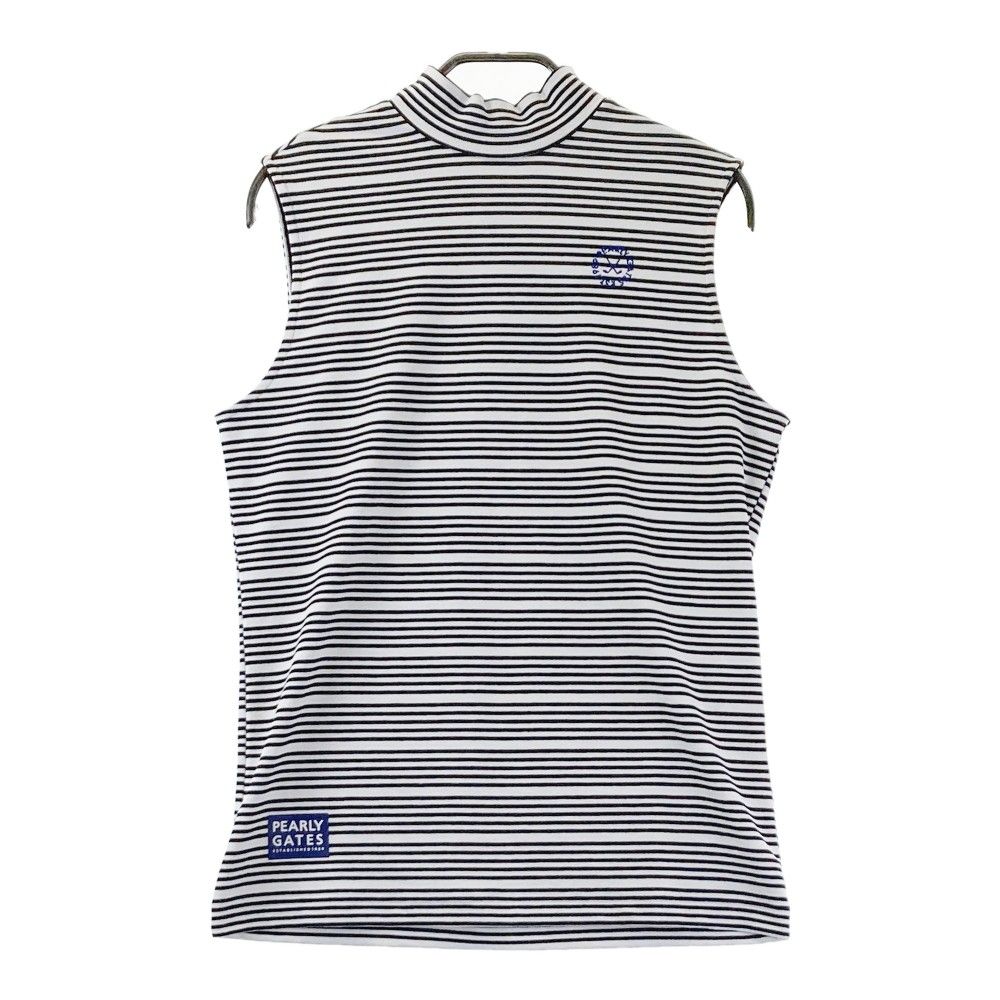 サイズ 2 PEARLY GATES パーリーゲイツ ハイネック ノースリーブシャツ ボーダー柄 ホワイト系 240101442586 ゴルフウェア レディース ストスト