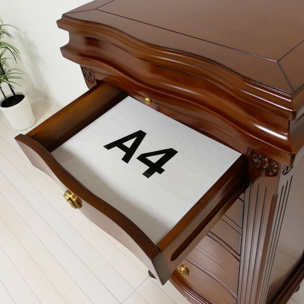 アンティークミラー付チェスト4段 完成品 代引不可