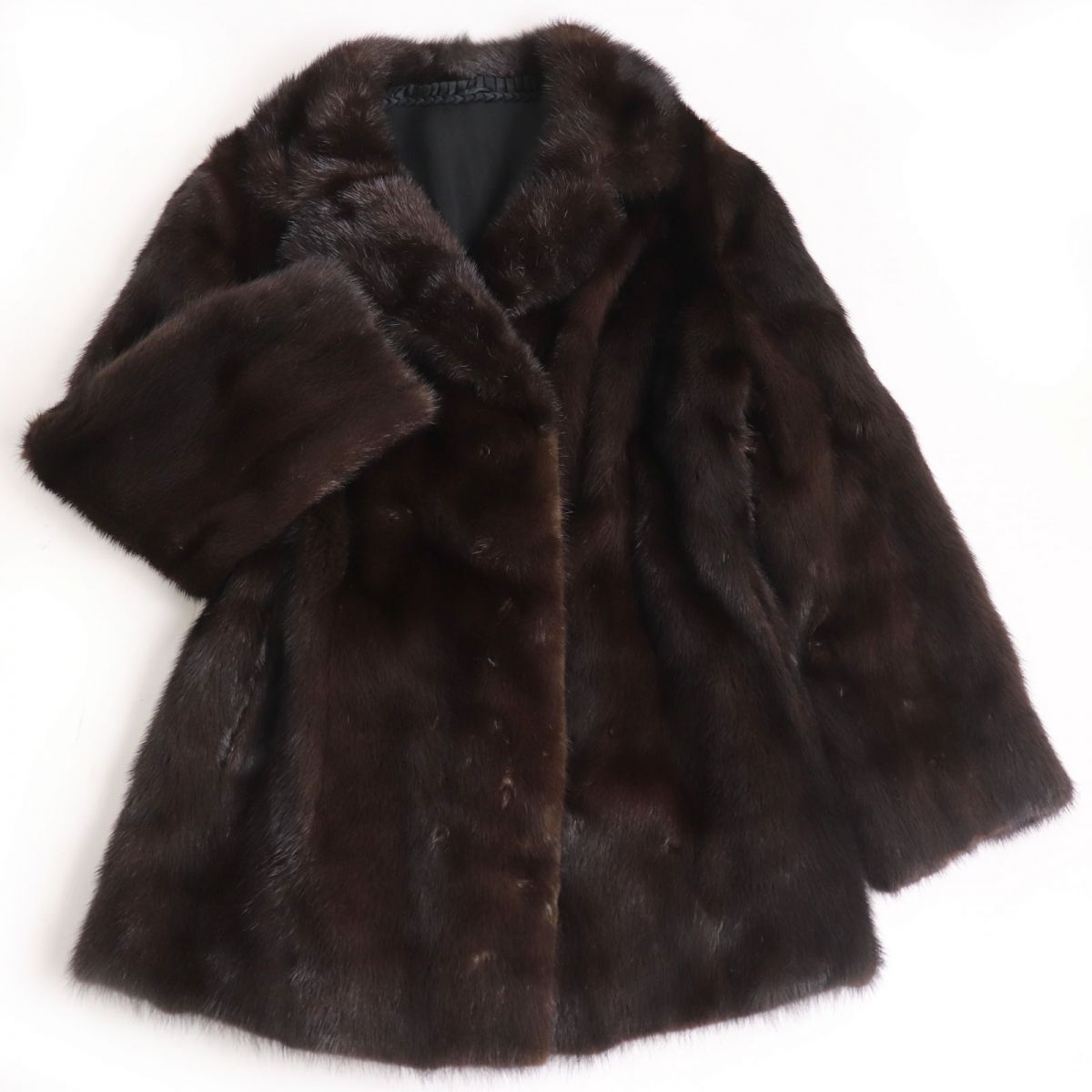 卸し売り購入 極美品☆MINK ミンク ダークブラウン（ブラックに 本毛皮コート ジャケット・アウター