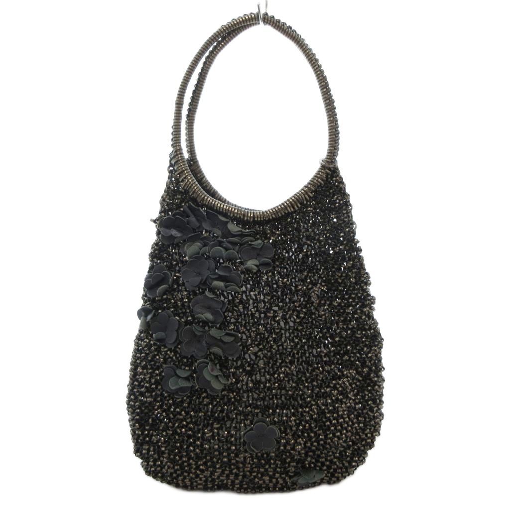 ブルガリ ハンドバッグ ブラック ロゴマニア ロゴ レザー 中古 BVLGARI