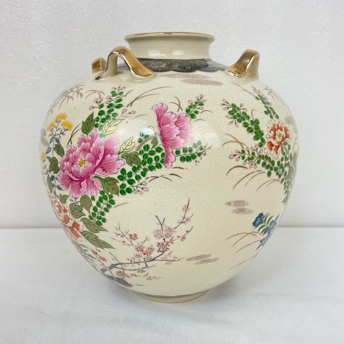 薩摩焼 薩摩 秀峰 金彩 四耳 色絵 花瓶 高さ約31cm 2025年最新】Yahoo!