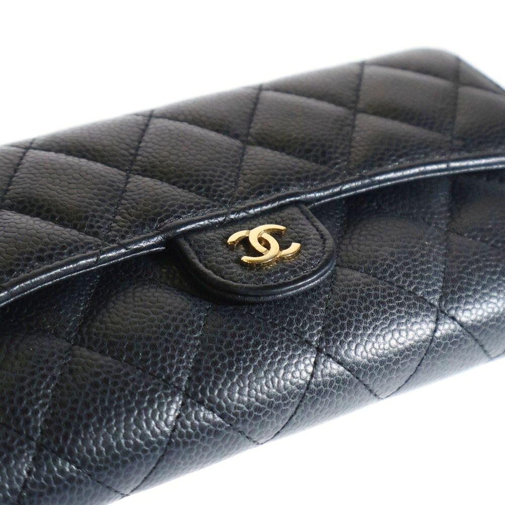 CHANEL (シャネル) マトラッセ キャビアスキン ココマーク レザー  