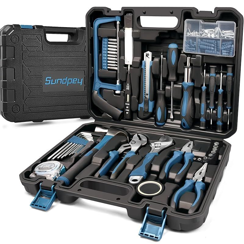 Sundpey 家庭用ツールキット 148個 - 家庭用自動車メンテナンスキット - 完全通用手動ツールキット