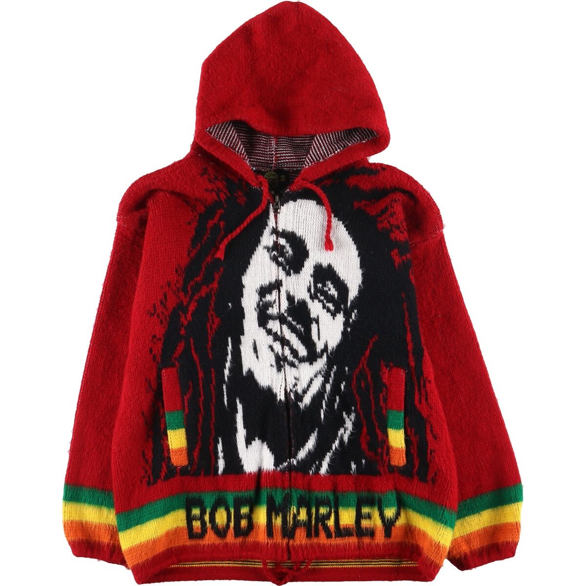 古着 RUMINAHUI BOB MARLEY ボブマーリー 総柄 エクアドルニットジップ 