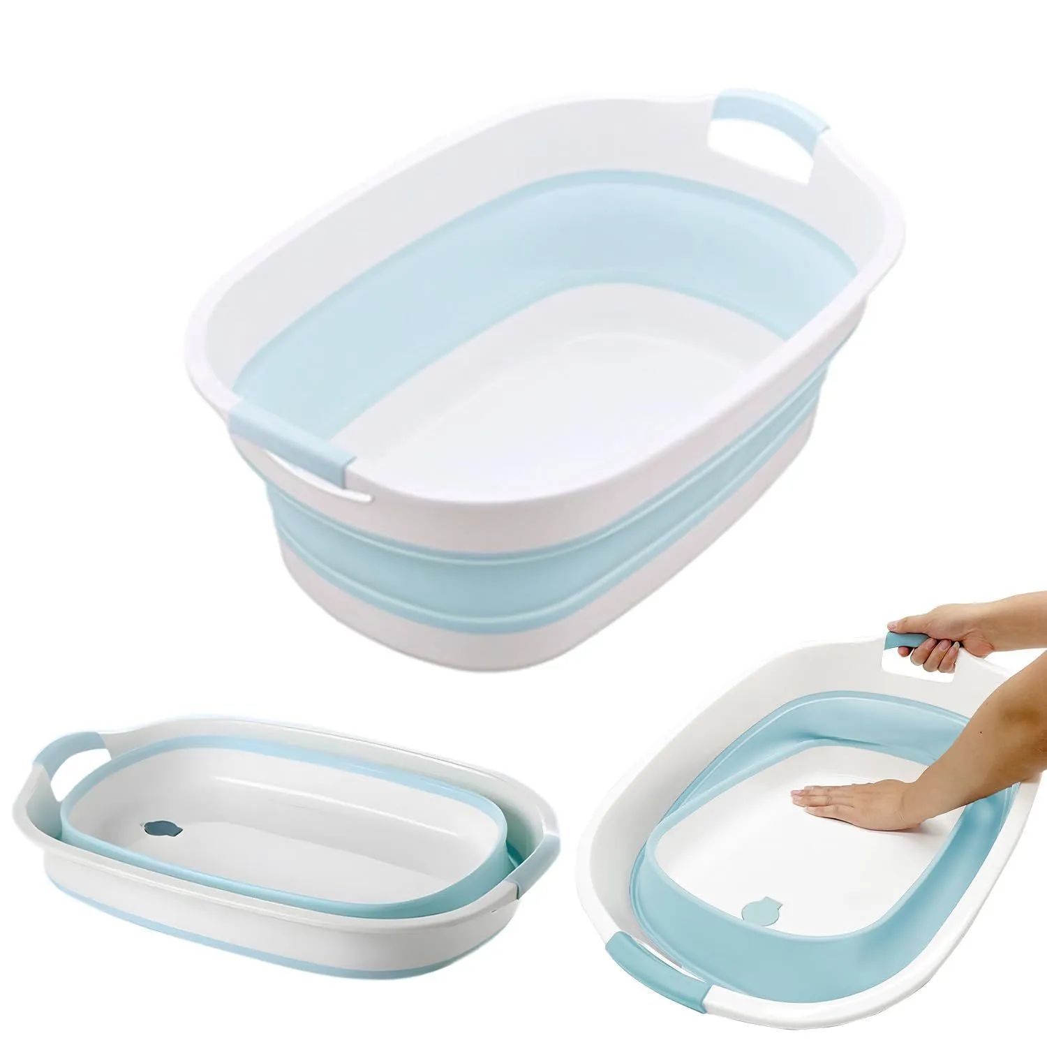 折りたたみ 折り畳み コンパクト 赤ちゃん用 バスタブ ソフトタブワイド 沐浴用 お風呂 ソフトバケツ ベビー 洗い桶 桶 沐浴 シンク 乳幼児 新生児 キッチン 赤ちゃん ブルー ソフトタブ 折りたたみ式 cnmist-bl ベビーバス