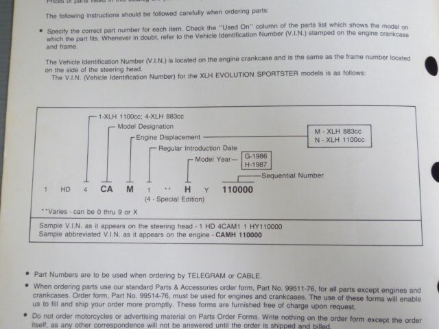 1986-1987 XLH MODELS モデル 99451-87 英語 ハーレーダビットソン