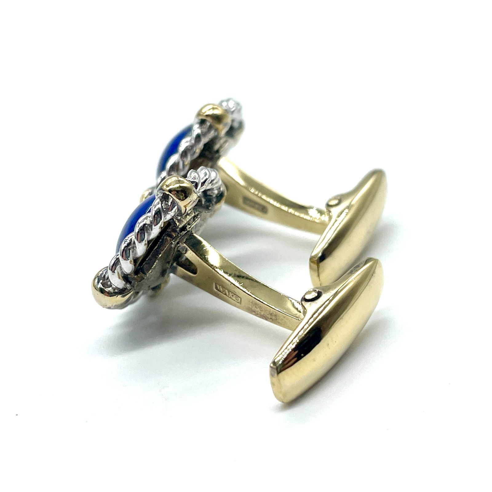 H574 ラピスラズリ 980刻印 カフスボタン オーバル デザイン