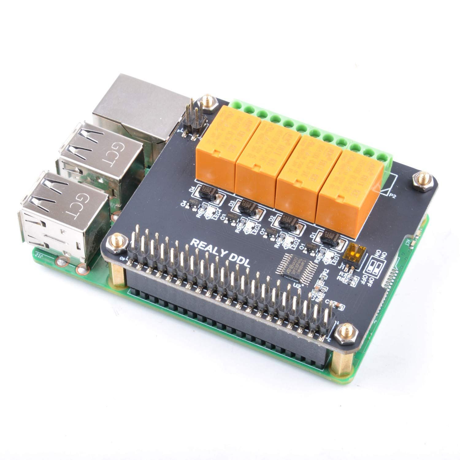 【在庫セール】Pi Pi拡張ボード4チャネルリレーボードモジュールRaspberry 4BおよびRaspberry Pi Raspberry 3モデルB +およびRaspberry GeeekPi Pi 3/2モデルB用のパワーリレーモジュール（プログラミング