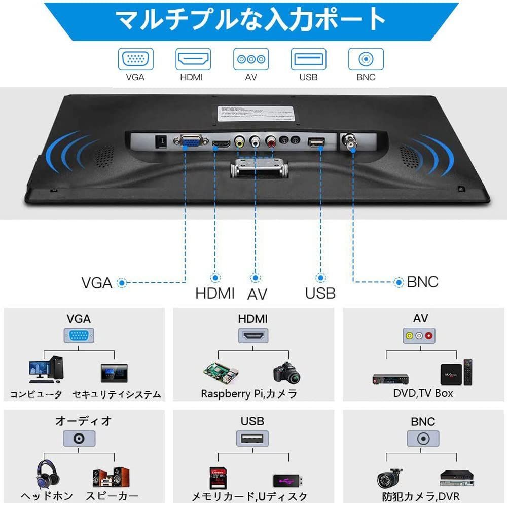 新着商品】日本語表示付き 1920x1080フルHD スピーカー内蔵 USB入力 VG