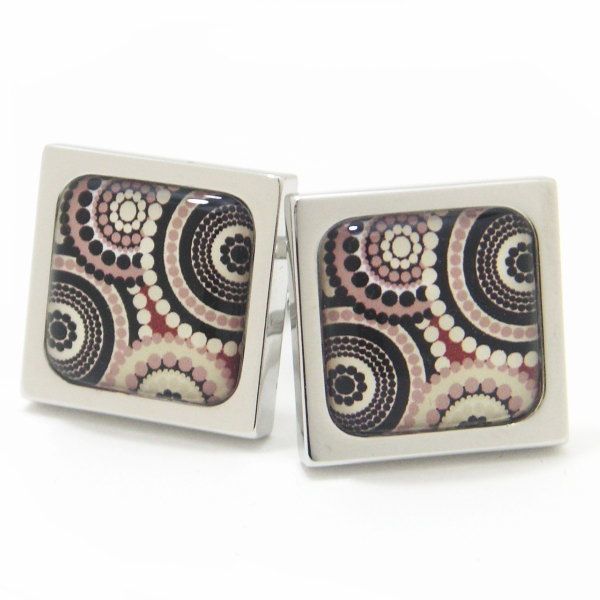 SoniaSpencer ブラウン ドット フラワー カフス カフスボタン カフリンクス cufflinks cuffs メンズ 男性 披露宴 お洒落 スーツアクセサリー専門店 父の日 ギフトにも 誕生日 プレゼント プチギフト 