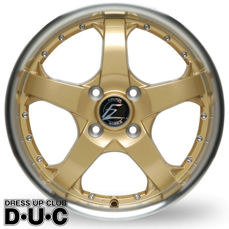 15インチアルミホイール 軽自動車 4本セット FZ 431 ゴールド リムポリ PO RP 15 5 0 リム深度33 mm 安心JAWA認証