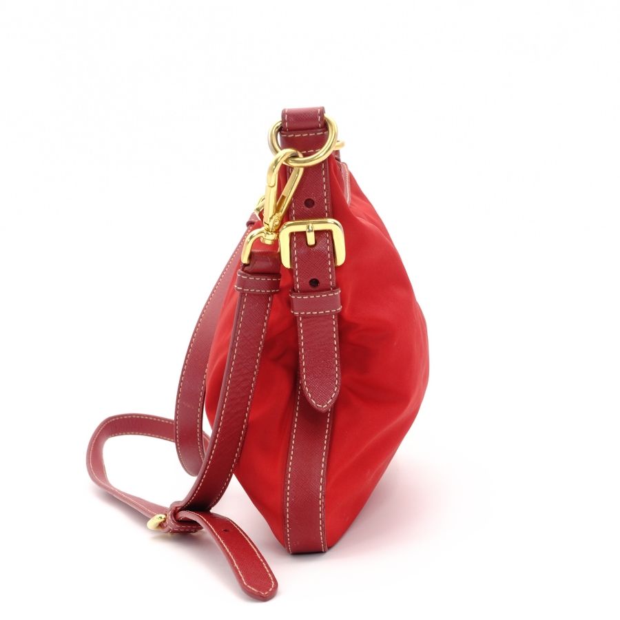 プラダ PRADA ショルダーバッグ 三角ロゴ ナイロン レッド 赤 テスート