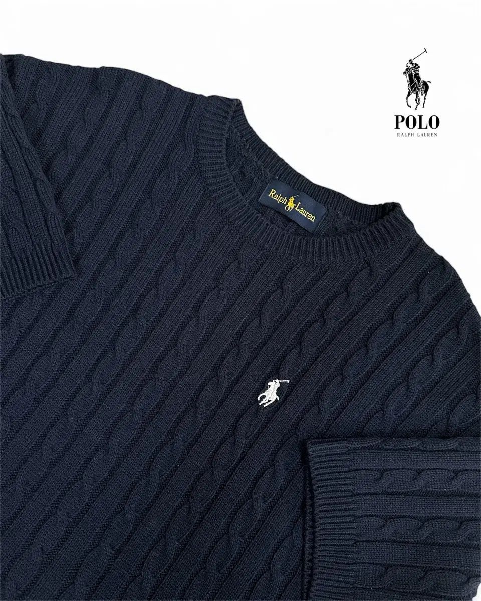ポロ ラルフローレン ケーブルニット半袖 ネイビー L - メルカリ