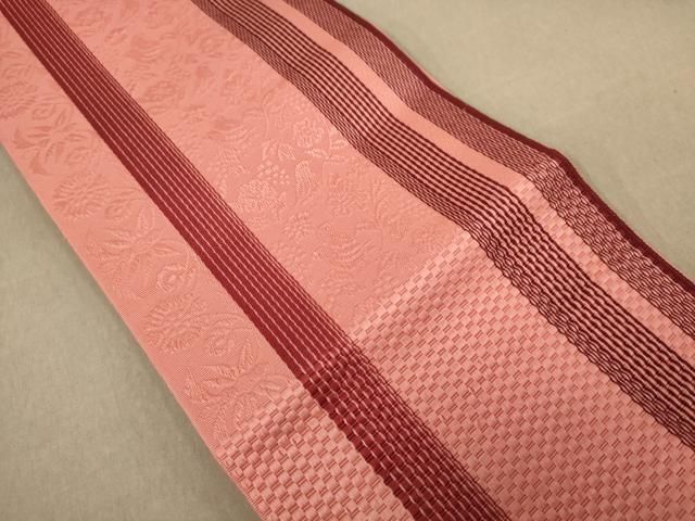 平和屋着物◎本場筑前博多織 半幅帯 花鳥文 正絹 逸品