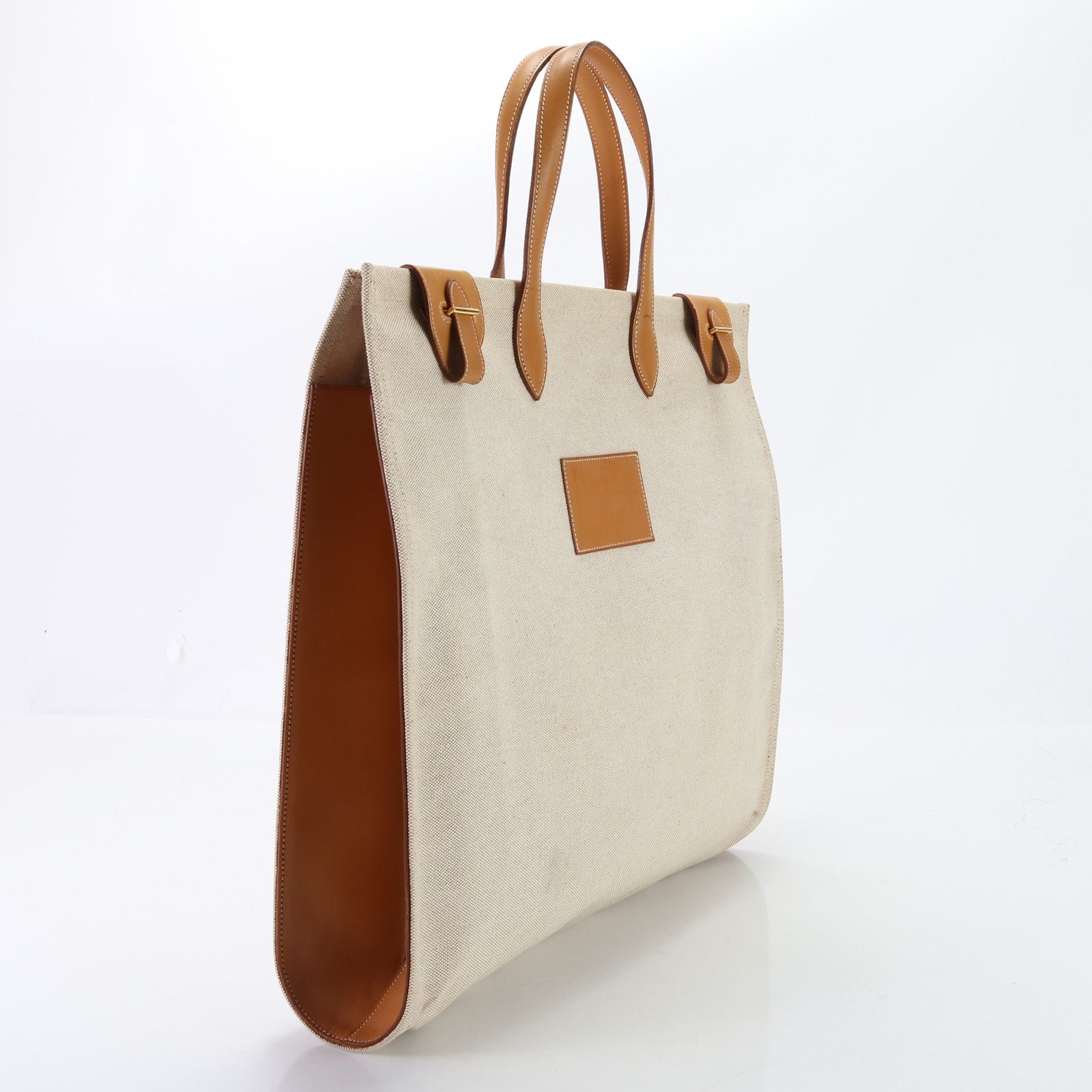 極美品 エルメス 〇K 刻印 カバ50 トワルアッシュ レザー キャンバス 