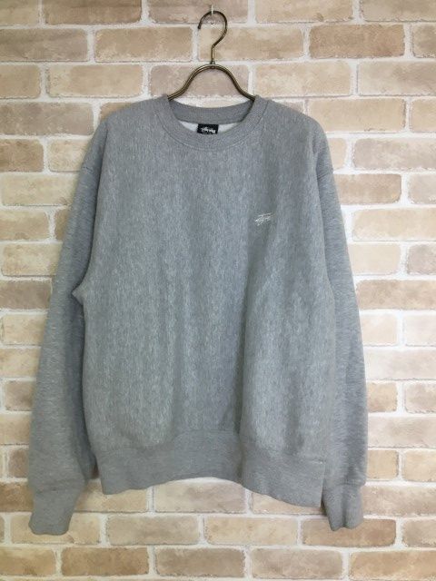 【中古】23AW STUSSY ｽﾃｭｰｼｰ STOCK LOGO SWEAT ｽﾄｯｸ ﾛｺﾞ ｽｳｪｯﾄ ﾌﾟﾙｵｰﾊﾞｰ ｸﾙｰﾈｯｸ ◇ ｸﾞﾚｰ S 33855099