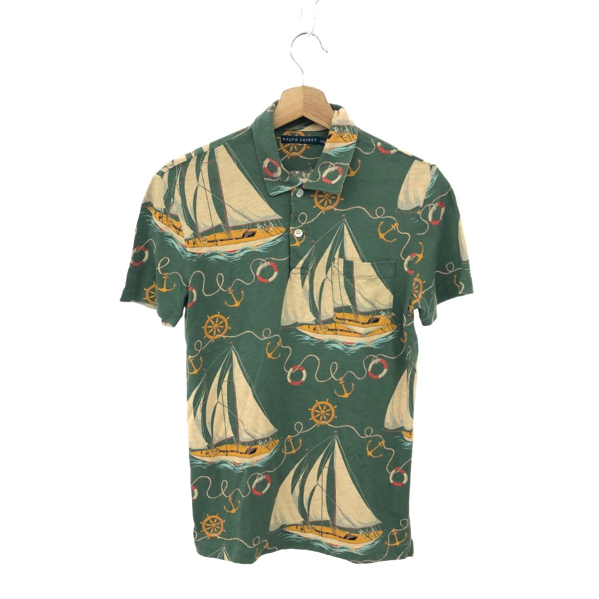 RALPH LAUREN ラルフローレン 半袖ポロシャツ サイズ S マリン柄 グリーン レディース | 241016001576