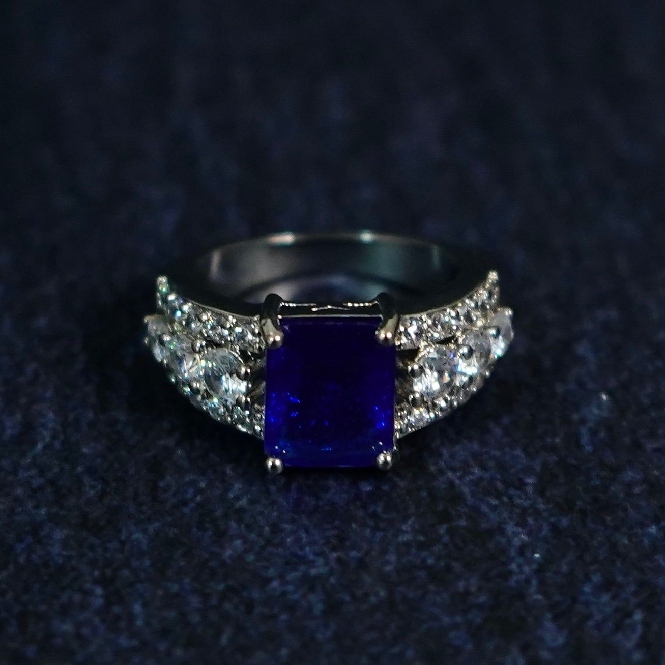CZサファイア & CZダイヤモンド】リング プラチナ加工 アクセサリー 