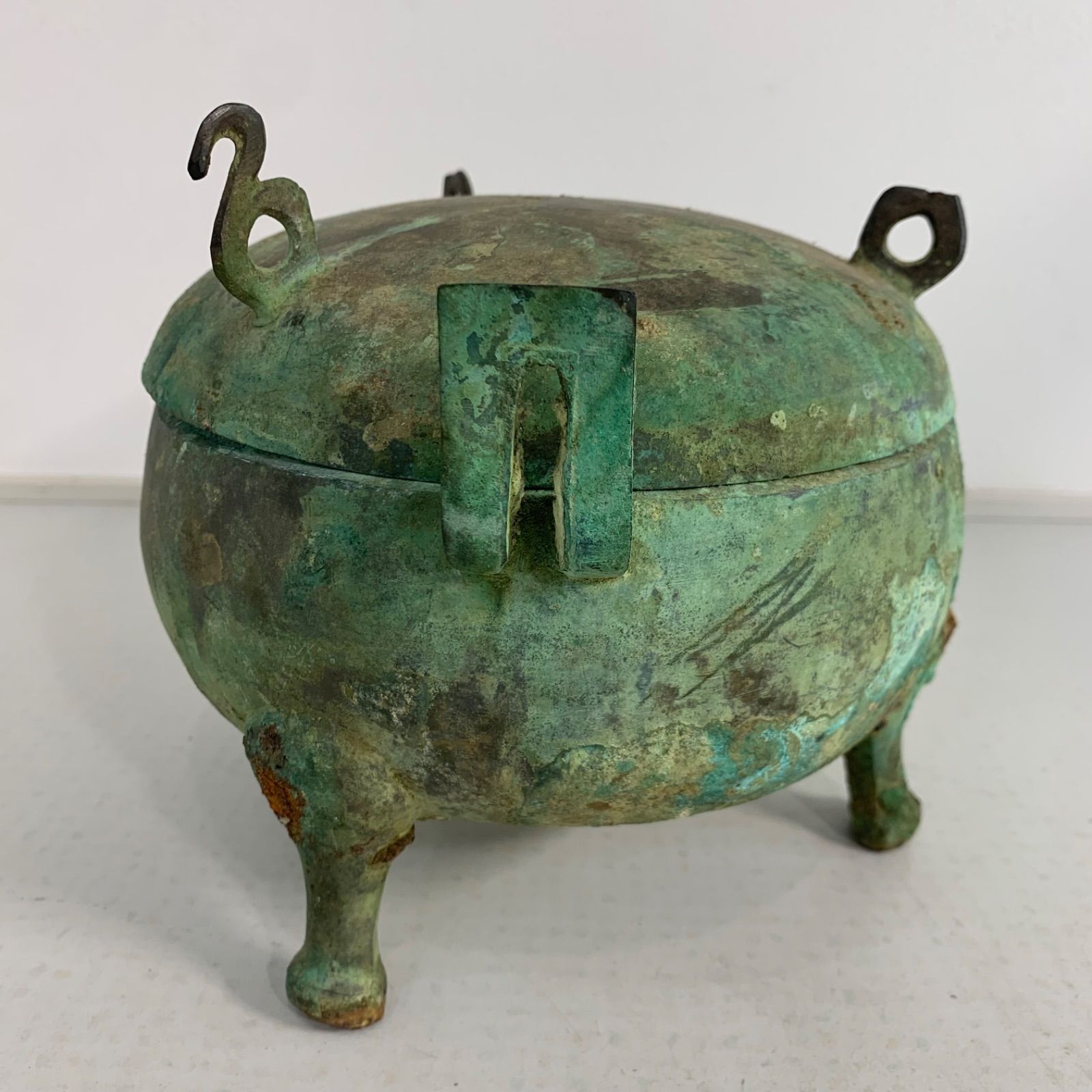 中国 漢代 漢時代 青銅鼎 銅器 青銅器 香炉 三足 時代物 古美術