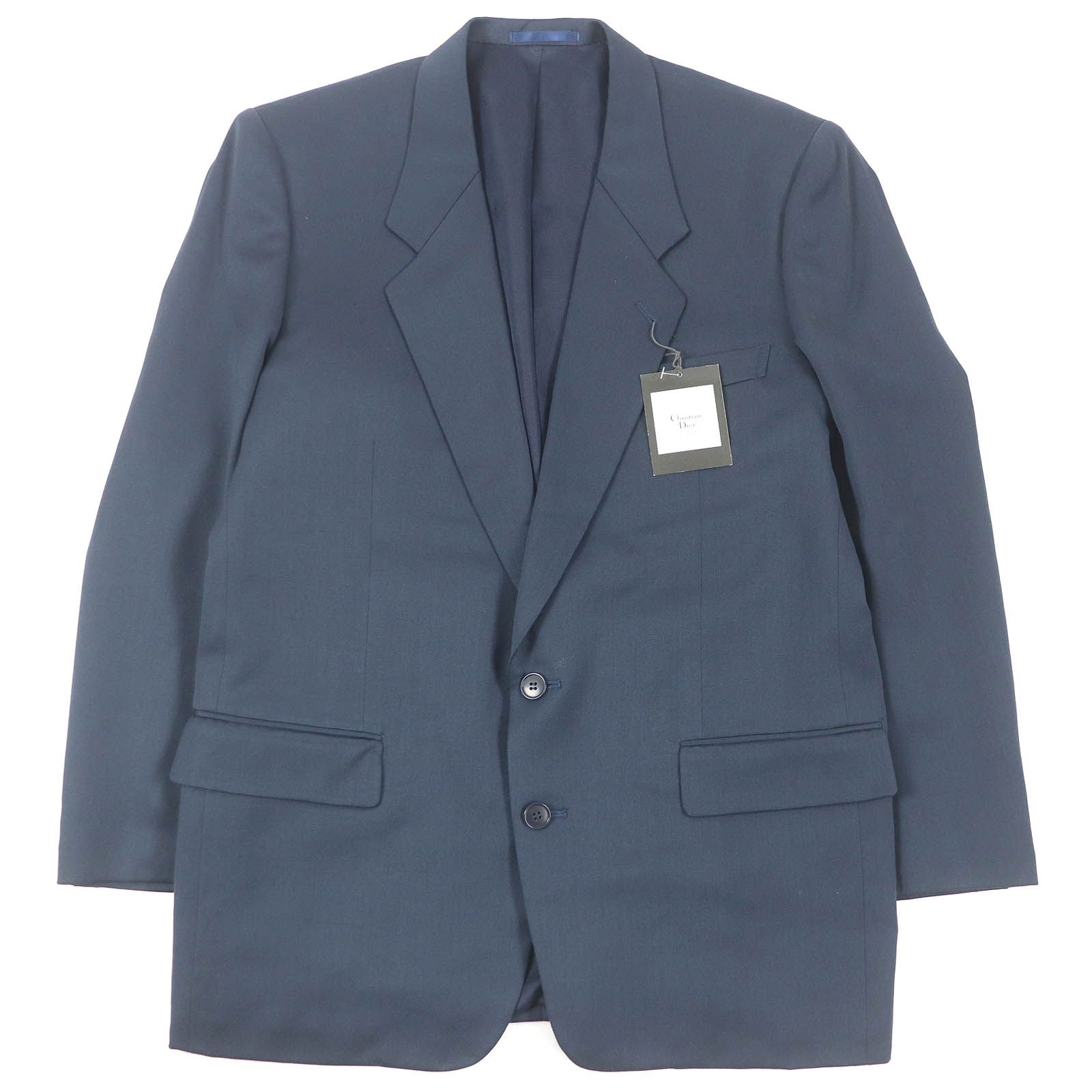 未使用品Christian Dior MONSIEUR クリスチャンディオールムッシュ ヴィンテージ ウール デッドストック テーラードジャケット ブレザー ネイビー L 日本製 メンズ