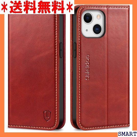 【色: レッド（レトロ型）】SHIELDON iPhone13 ケース 手帳型