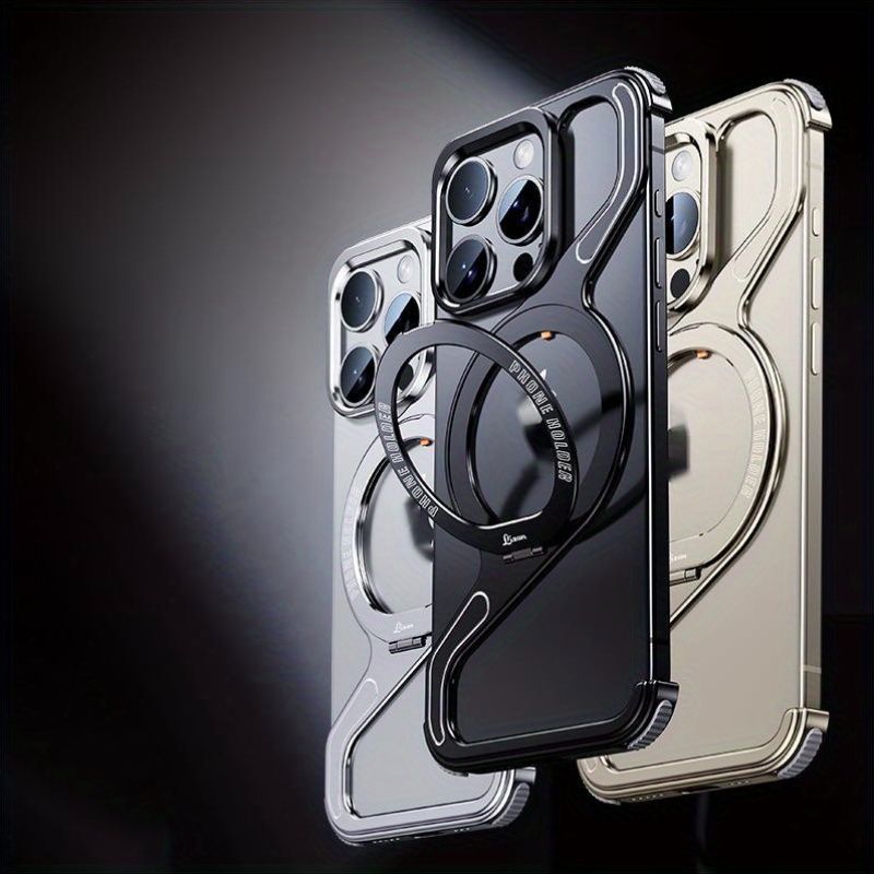 APPLE Phone 14 Pro Promax 用 メタルフレーム Z スタンド付き スマホケース