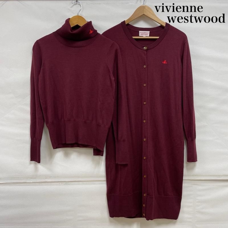 Vivienne Westwood red label ヴィヴィアン ウエストウッド レッドレーベル アンサンブルニット 長袖 オーブ ロゴ 刺繍 タートルネック セーター ノーカラー ロング カーディガン アンサンブル ニット