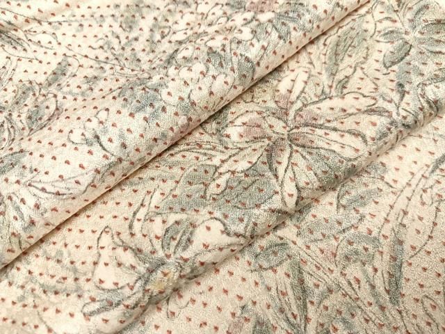 平和屋着物▽上質な小紋 単衣 絞り 草花文 正絹 逸品 CAAQ0061vf