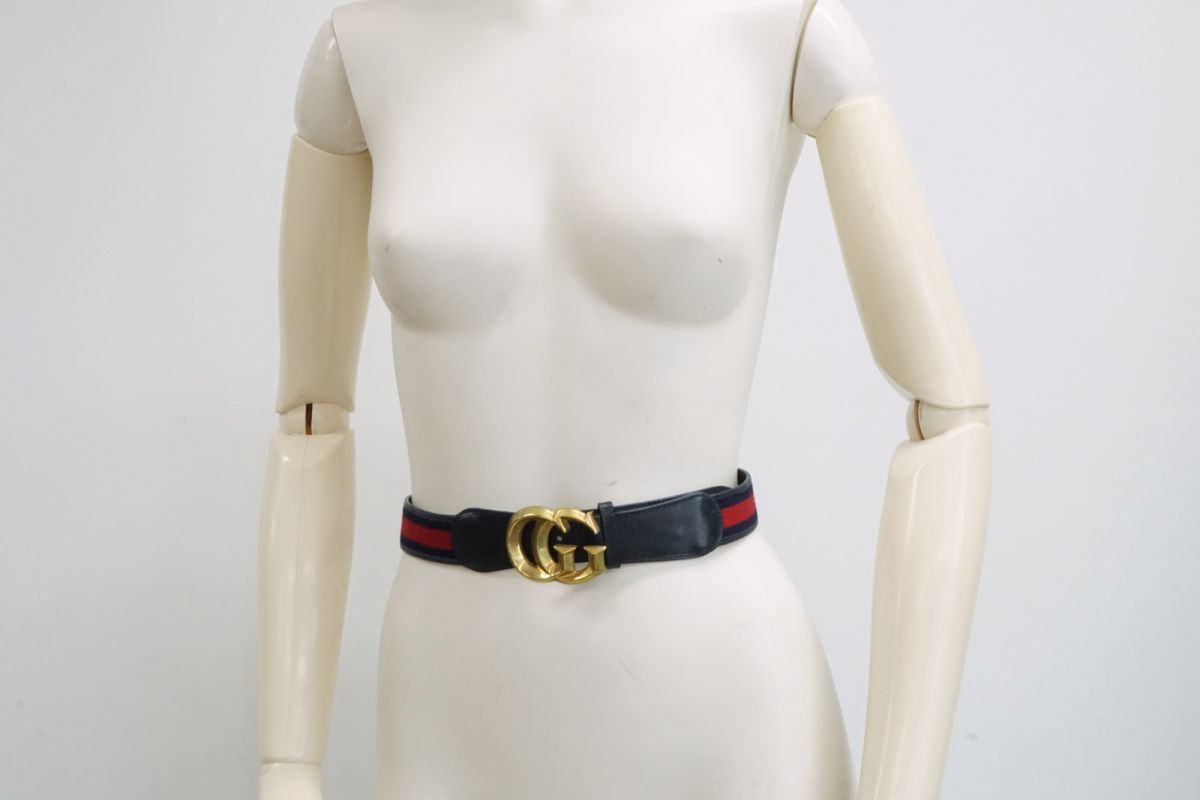 【ヴィンテージ】GUCCI ベルト GG柄 レギュラーバックル オールド グッチ ヴィンテージ シェリーライン バックル ベルト