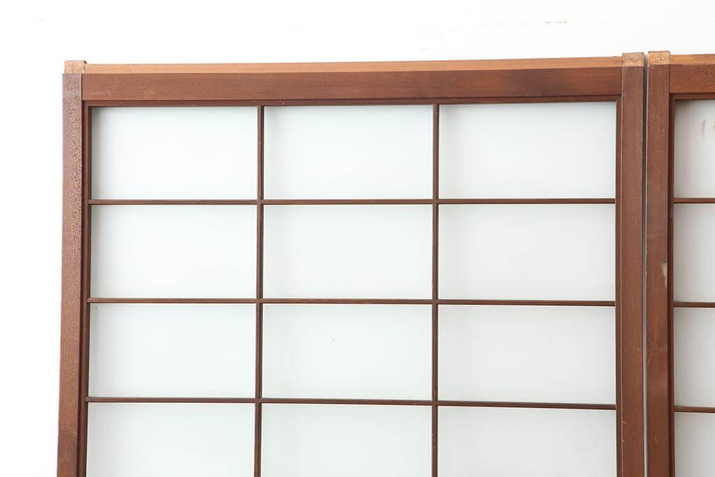 ▽現状販売▽ ガラス障子戸2枚セット ビンテージ建具 すりガラス