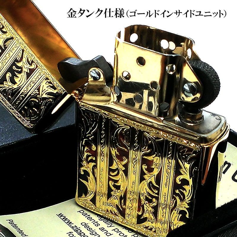 ZIPPO ライター マーブル アラベスク ジッポ ゴールド 金タンク 両面