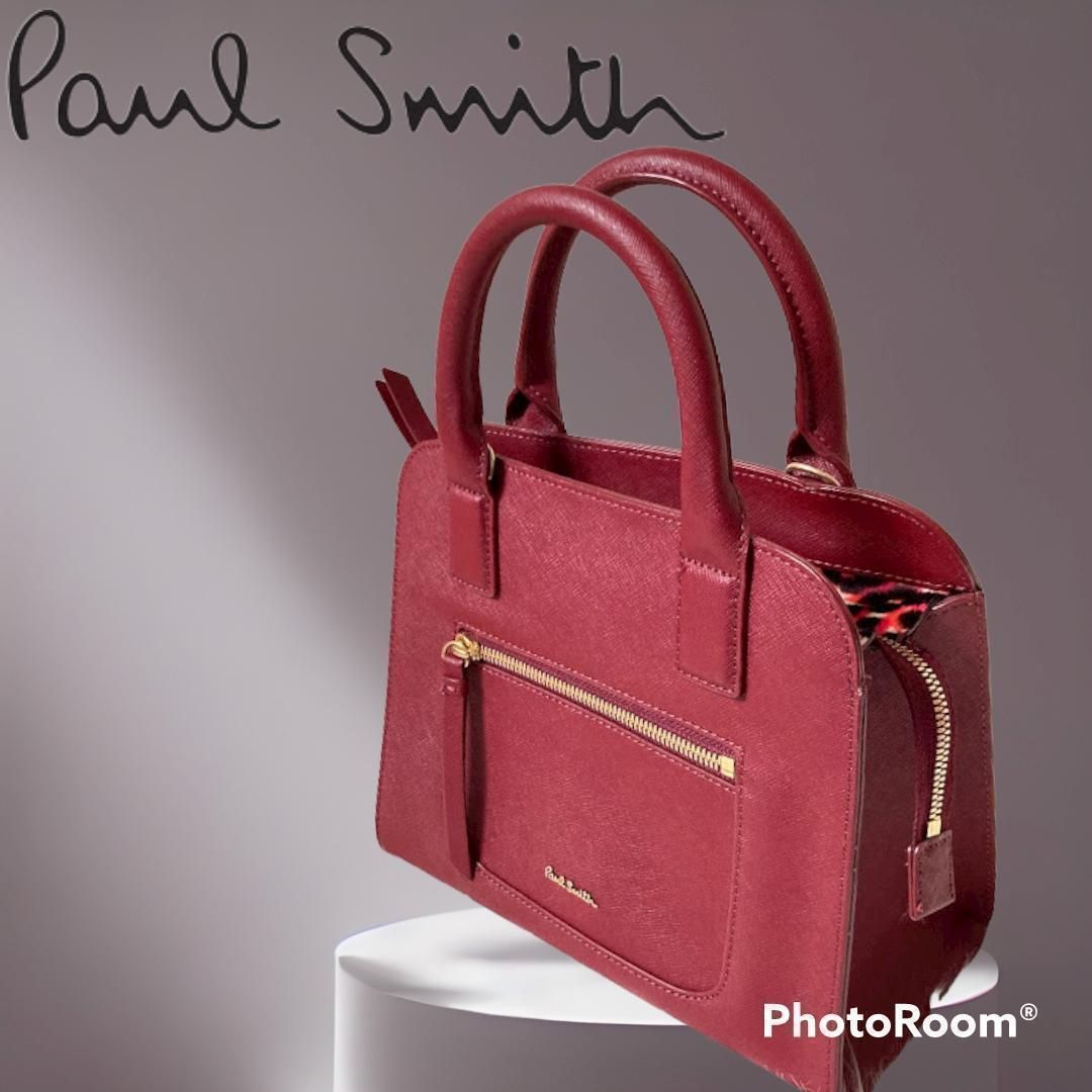 美品 Paul Smith　ポールスミス レザー　ハンドバッグ　ボルドー